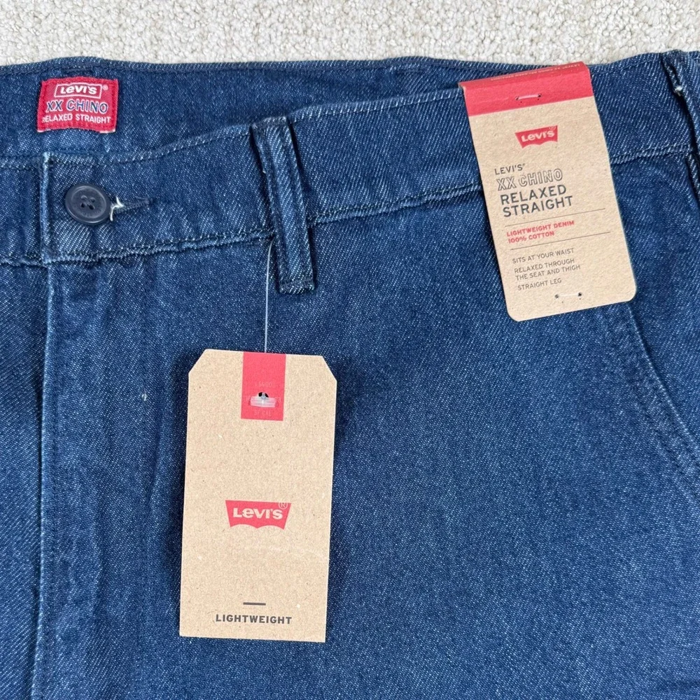 NEW Levi's Mens 38x32 XX Chino Relaxed Straight Lightweight Blue Denim Pants